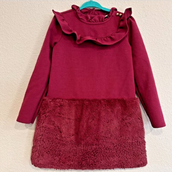 Lot Of 2 Janie‎ And Jack Girls Size 6 and 5 Dresses Yellow and Magenta Faux Fur - Picture 9 of 13